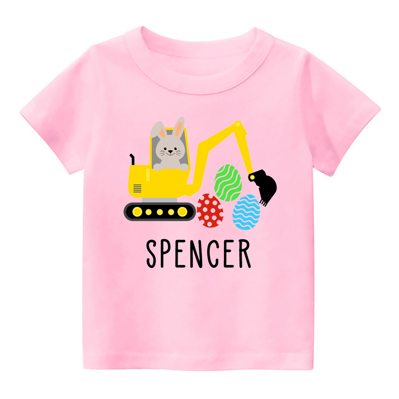 Easter Custom Name Bunny Excavator Kids T-Shirt