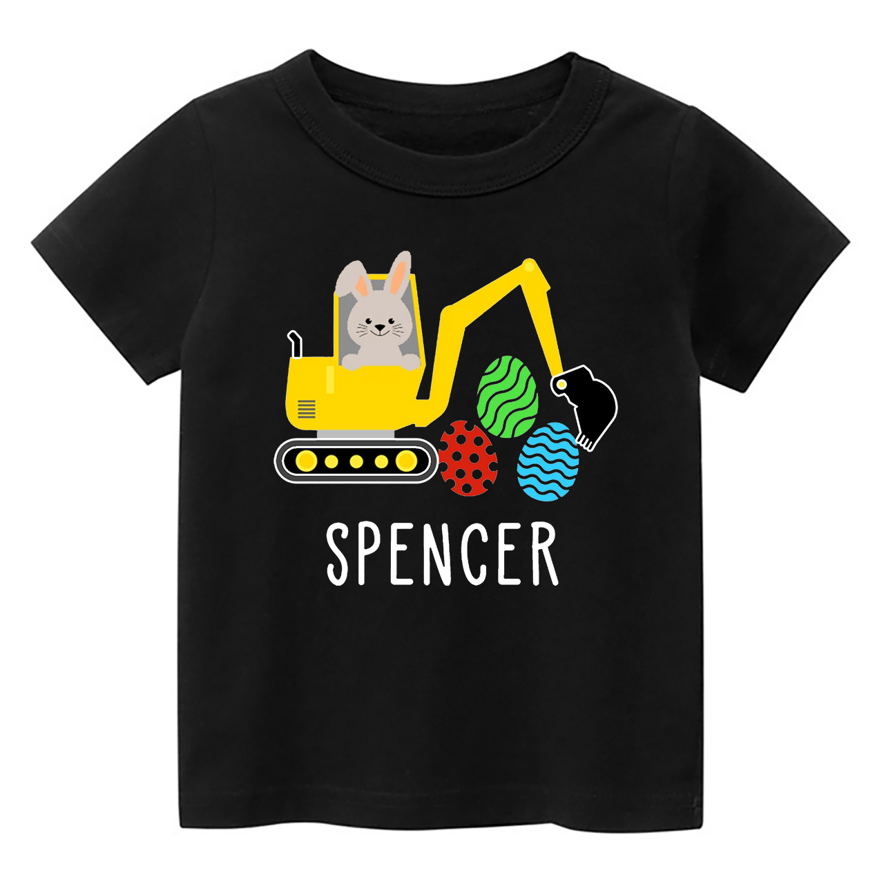 Easter Custom Name Bunny Excavator Kids T-Shirt