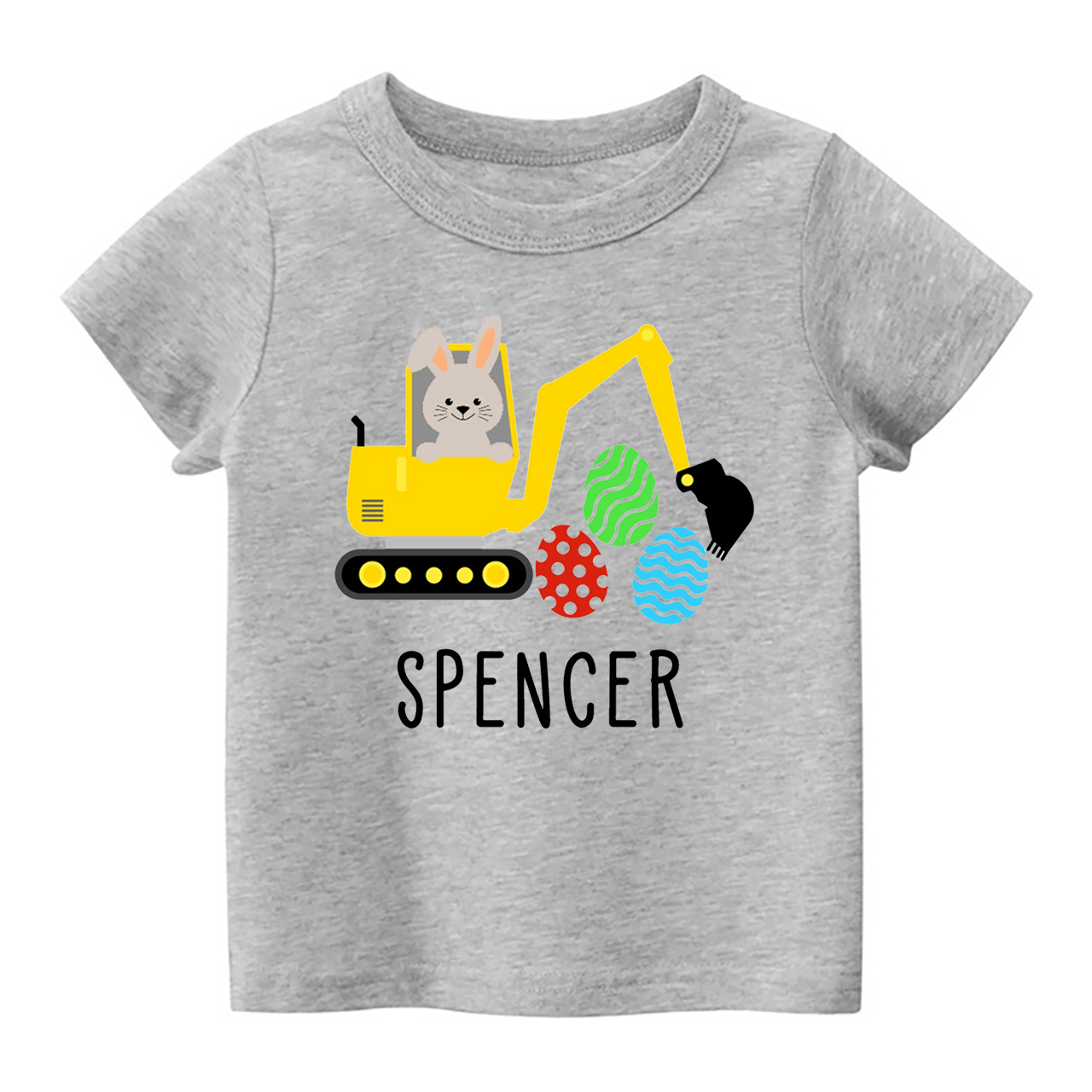 Easter Custom Name Bunny Excavator Kids T-Shirt