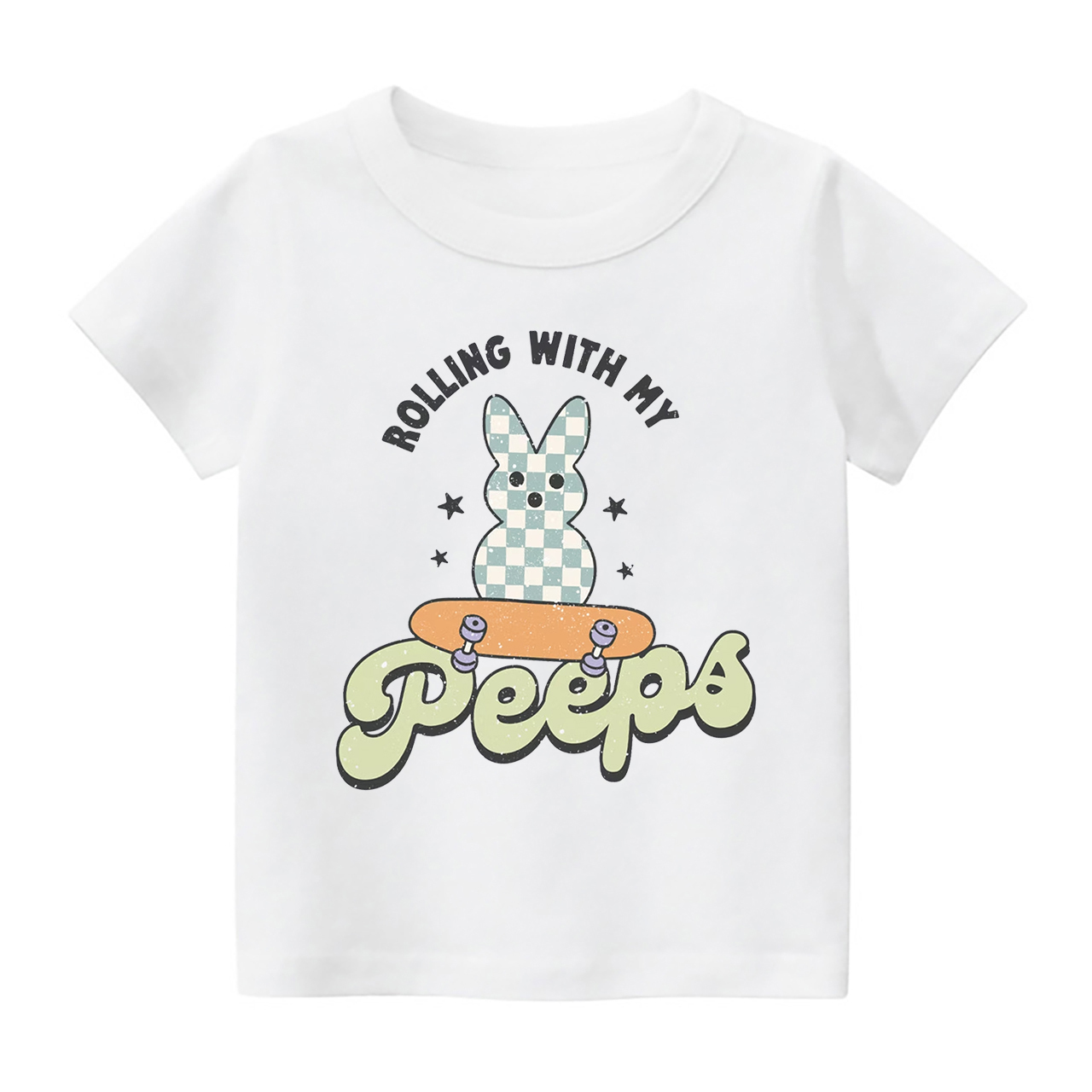 Retro Easter Shirt Rollin With My Peeps Kids T-Shirt