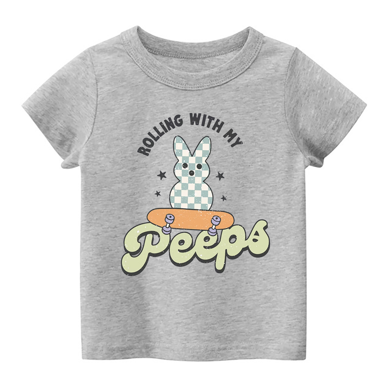 Retro Easter Shirt Rollin With My Peeps Kids T-Shirt