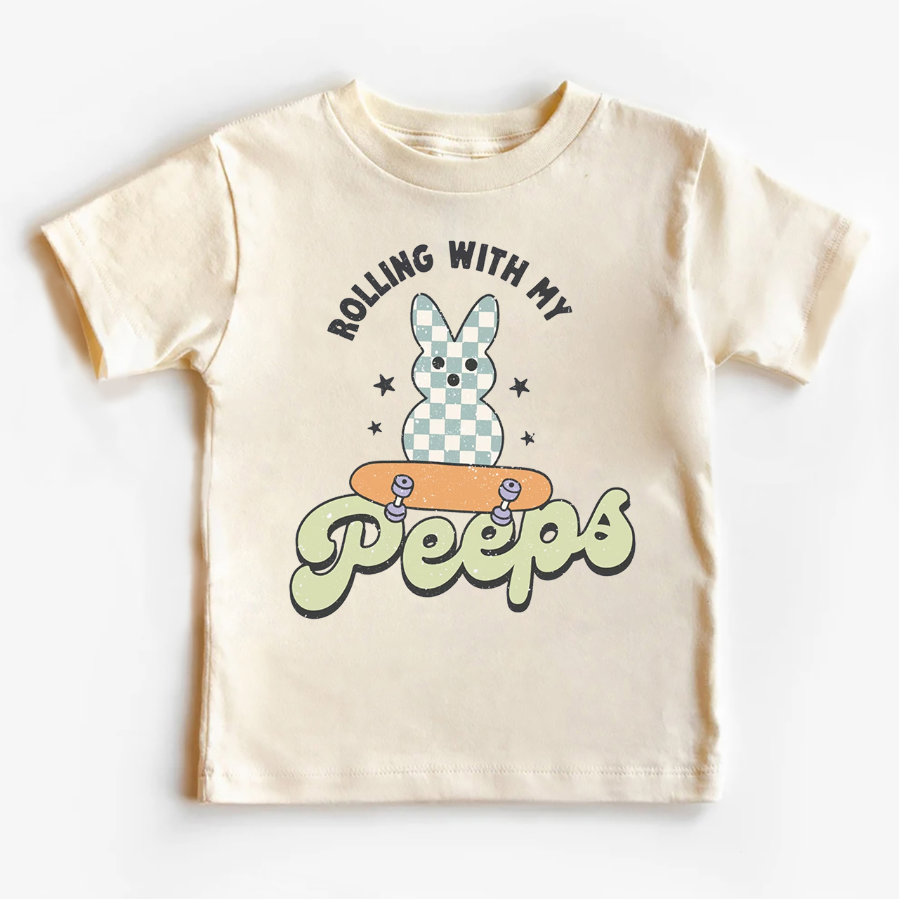 Retro Easter Shirt Rollin With My Peeps Kids T-Shirt