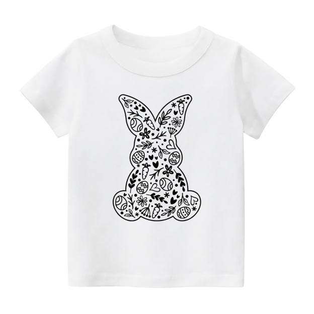 Spring Floral Bunny Happy Easter Kids T-Shirt