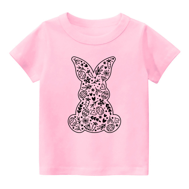 Spring Floral Bunny Happy Easter Kids T-Shirt