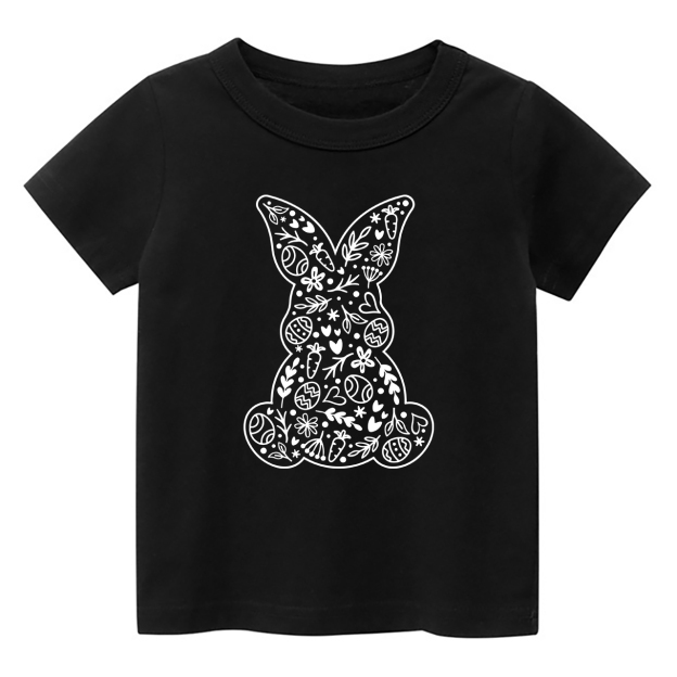 Spring Floral Bunny Happy Easter Kids T-Shirt