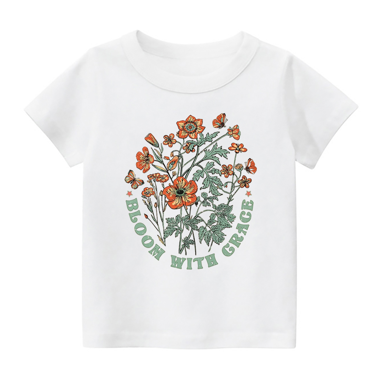 Loom With Grace - Retro Natural Flower Kids T-Shirt