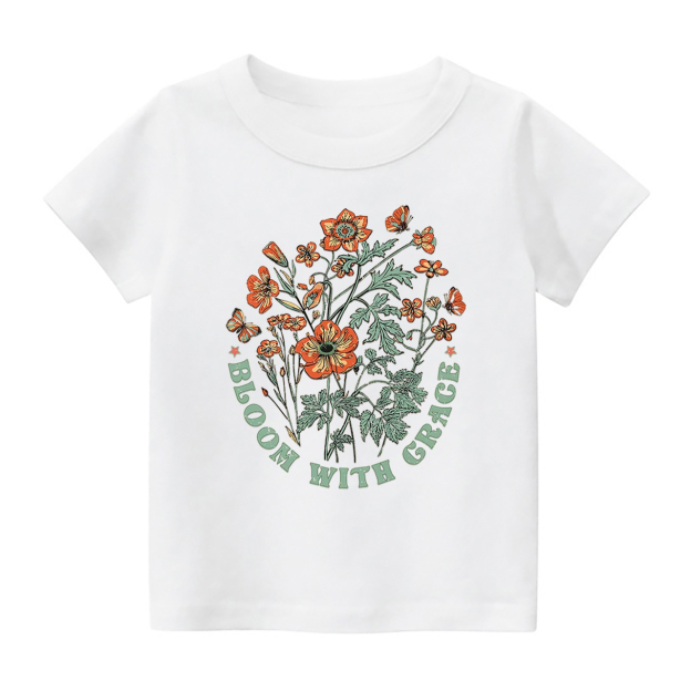 Loom With Grace - Retro Natural Flower Kids T-Shirt