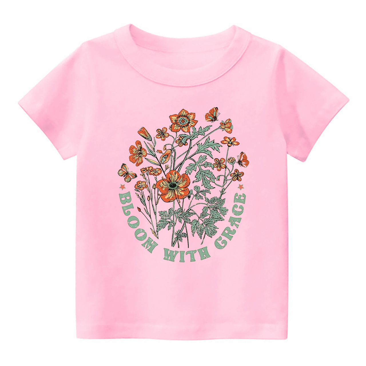 Loom With Grace - Retro Natural Flower Kids T-Shirt