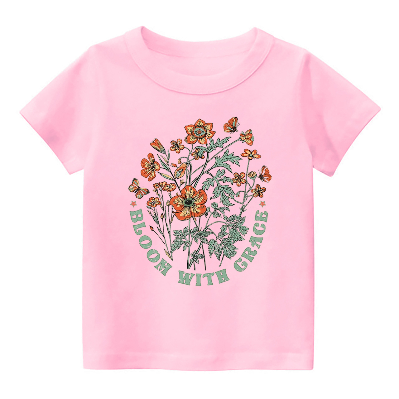 Loom With Grace - Retro Natural Flower Kids T-Shirt