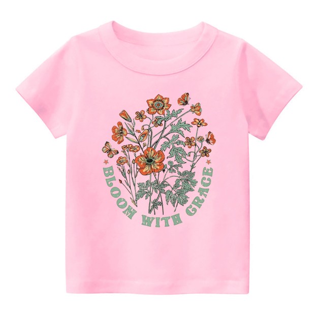 Loom With Grace - Retro Natural Flower Kids T-Shirt