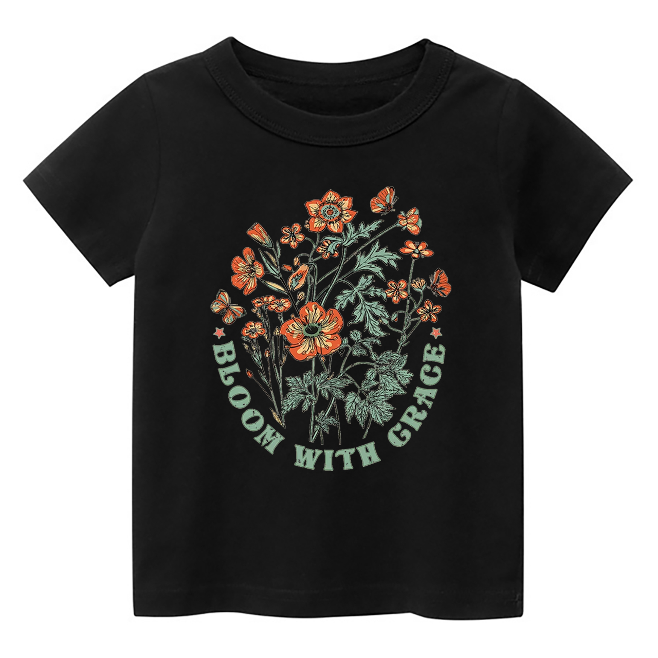 Loom With Grace - Retro Natural Flower Kids T-Shirt
