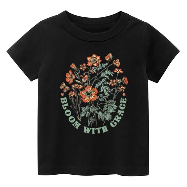 Loom With Grace - Retro Natural Flower Kids T-Shirt
