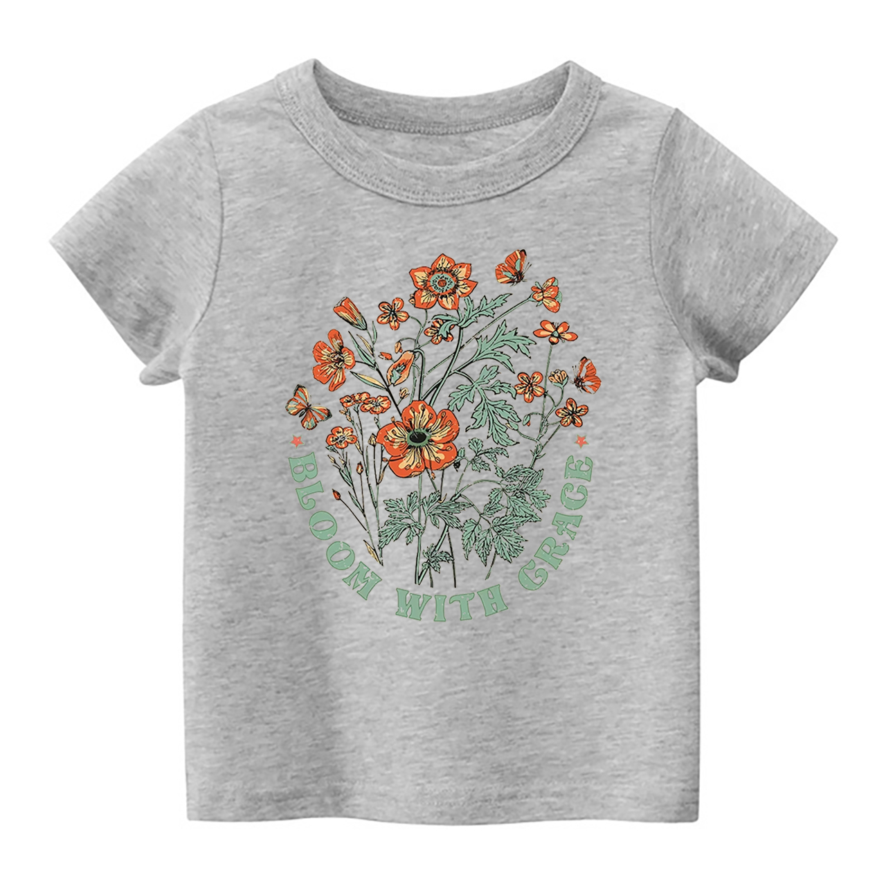 Loom With Grace - Retro Natural Flower Kids T-Shirt
