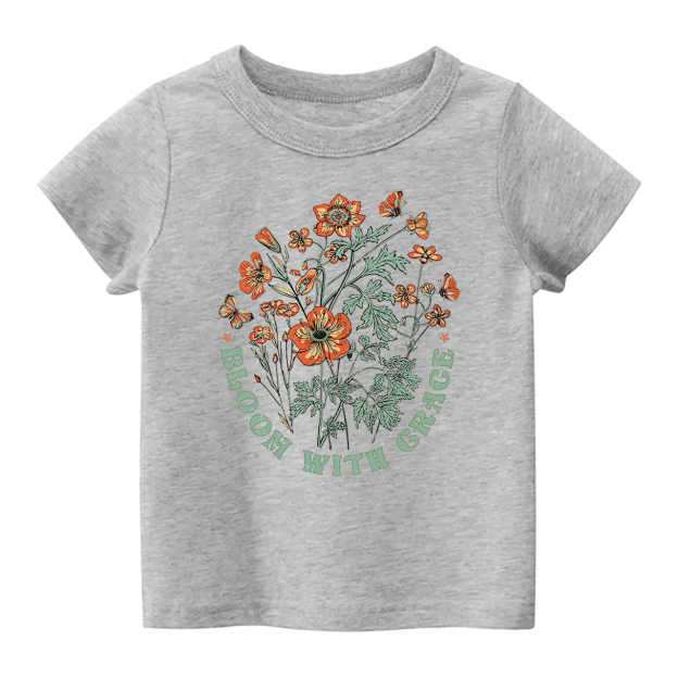 Loom With Grace - Retro Natural Flower Kids T-Shirt