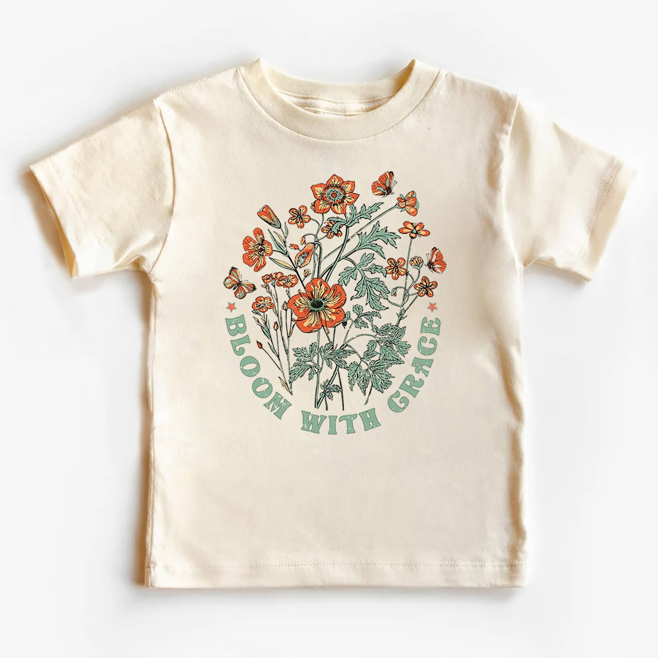 Loom With Grace - Retro Natural Flower Kids T-Shirt
