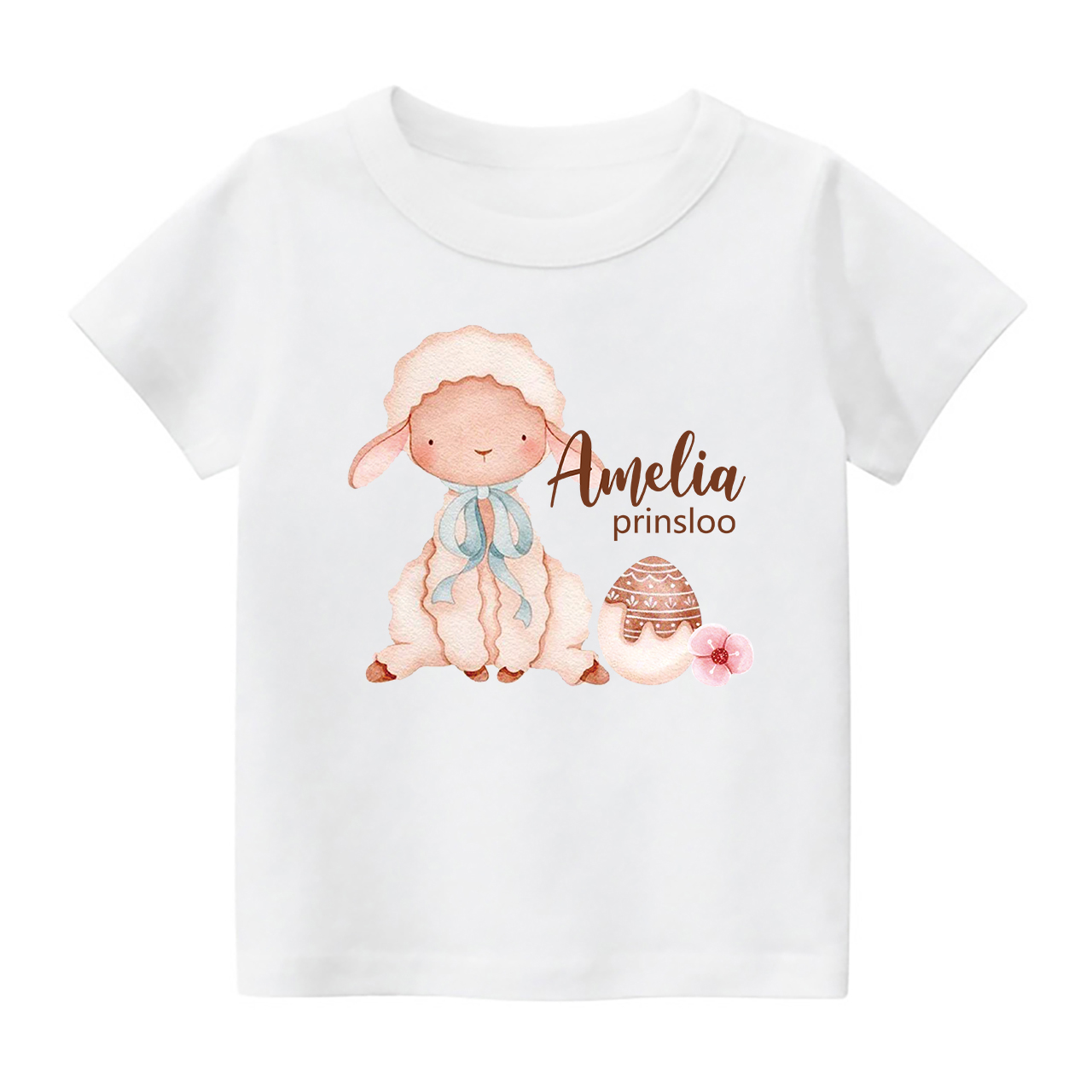 Personalized Cute Watercolor Bunny And Egg Earth Day Kids T-Shirt