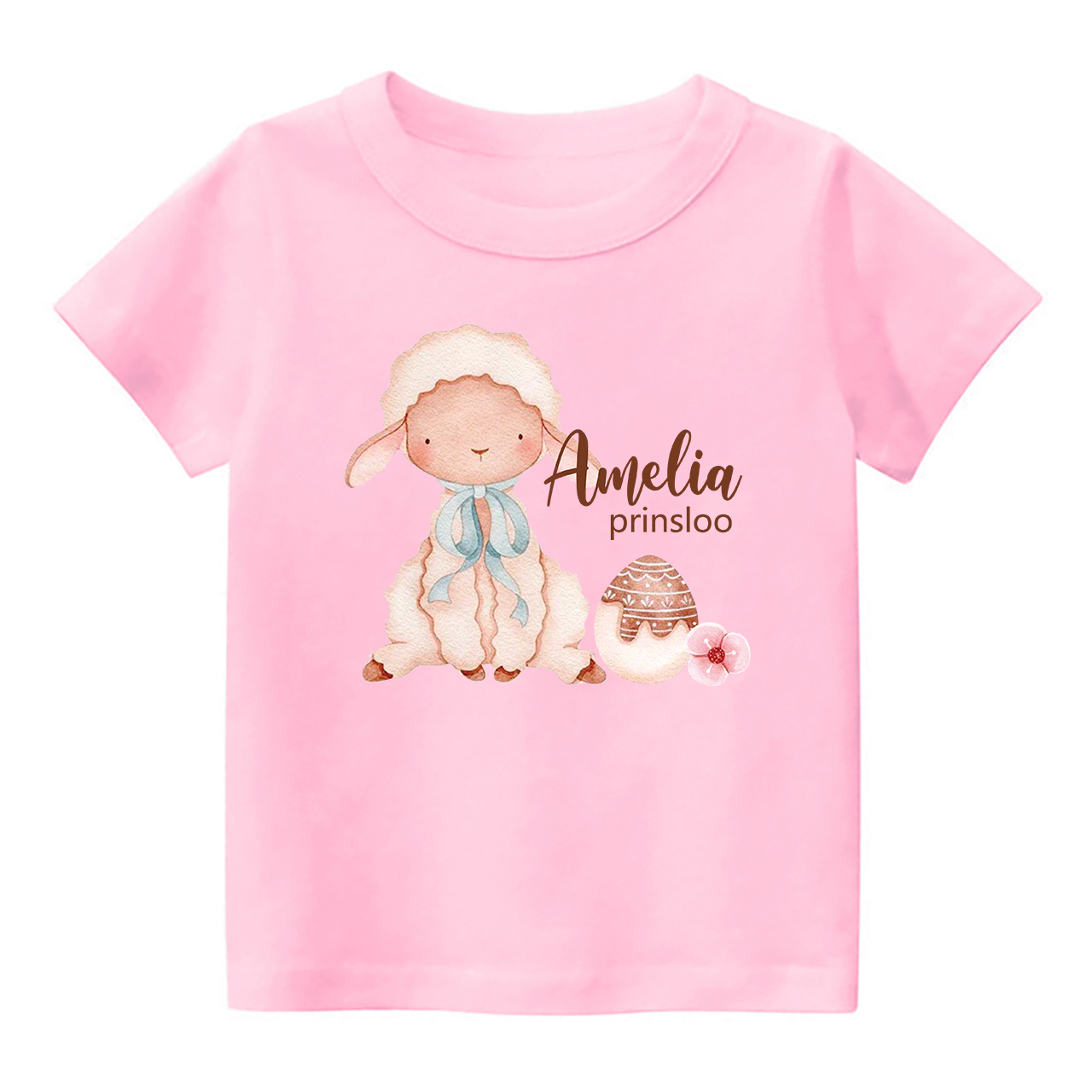 Personalized Cute Watercolor Bunny And Egg Earth Day Kids T-Shirt