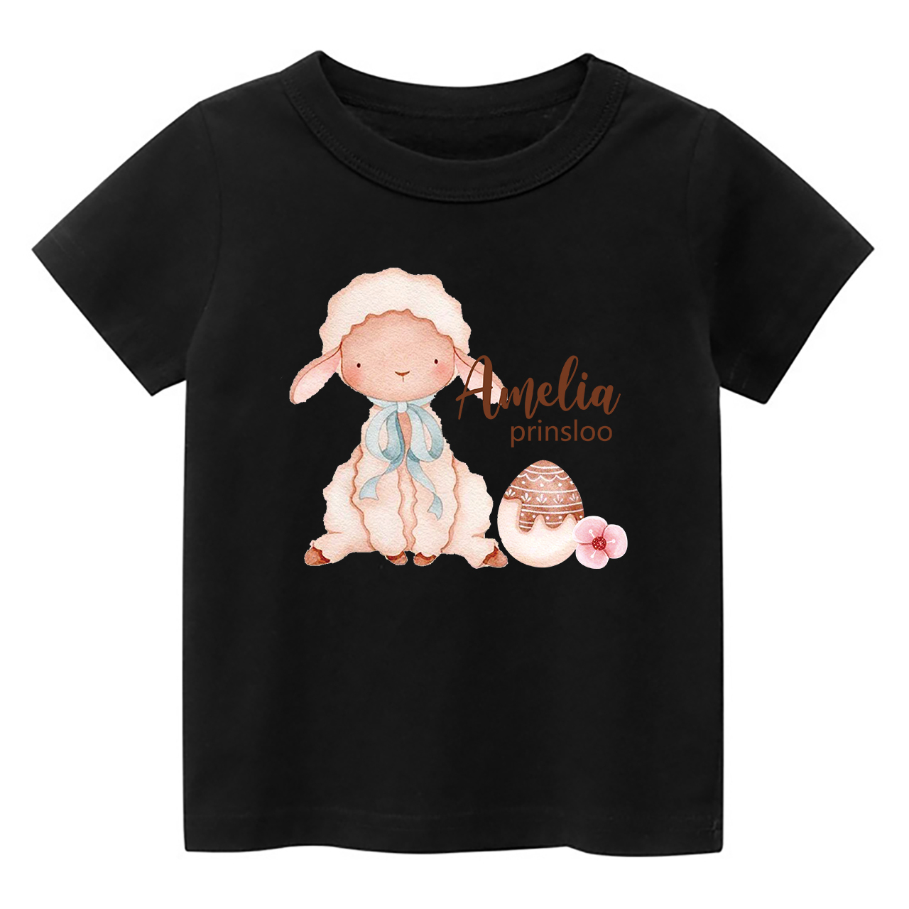 Personalized Cute Watercolor Bunny And Egg Earth Day Kids T-Shirt