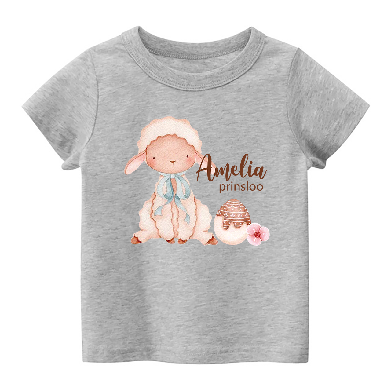Personalized Cute Watercolor Bunny And Egg Earth Day Kids T-Shirt