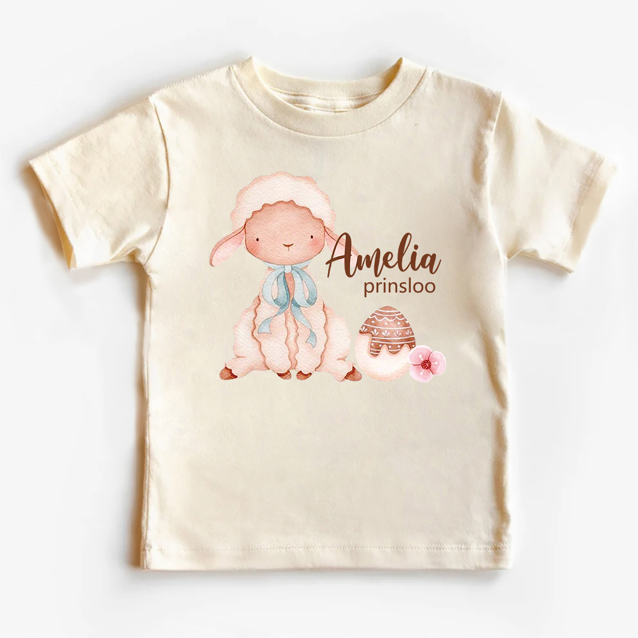 Personalized Cute Watercolor Bunny And Egg Earth Day Kids T-Shirt