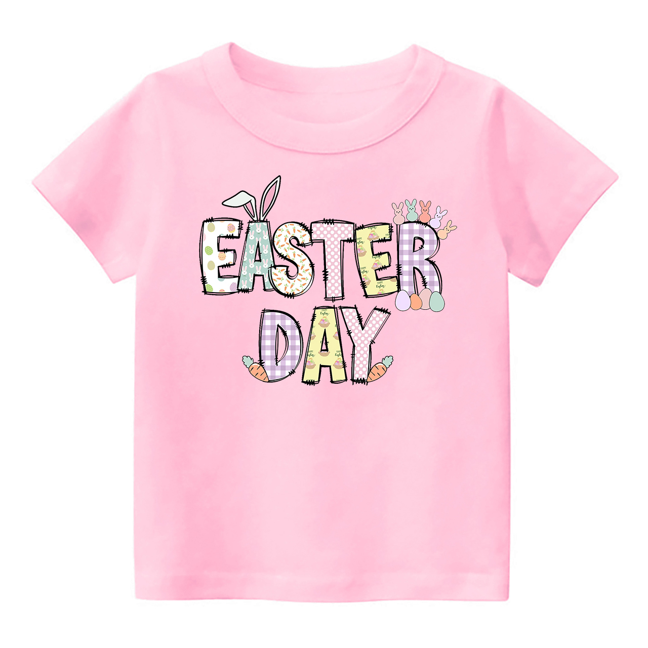Personalized  Alphabet Bunny Easter Eggs T-Shirt For Kids