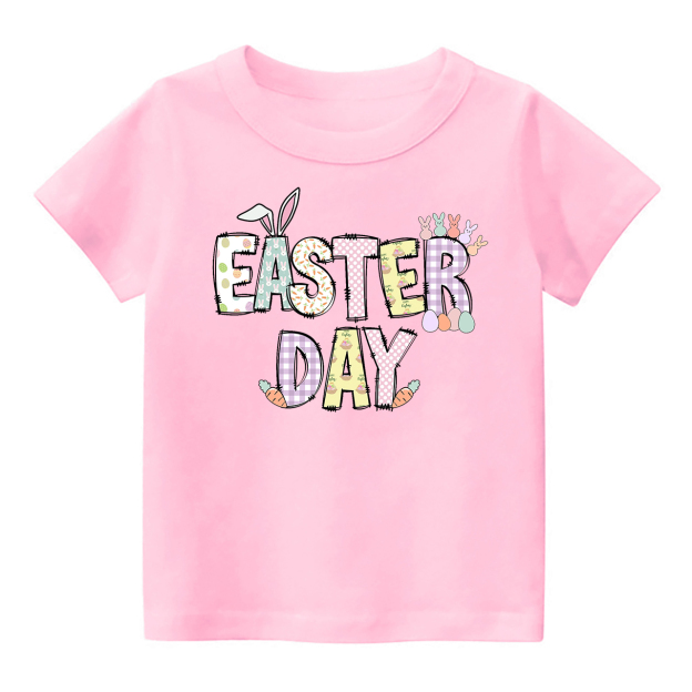 Personalized  Alphabet Bunny Easter Eggs T-Shirt For Kids