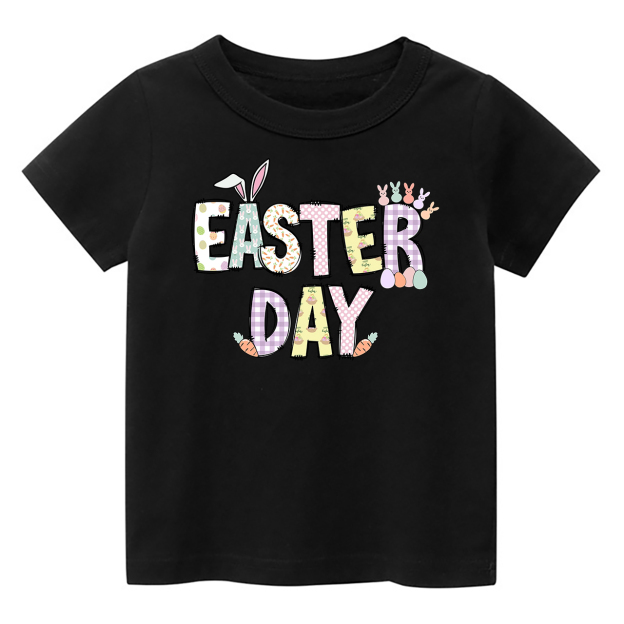 Personalized  Alphabet Bunny Easter Eggs T-Shirt For Kids