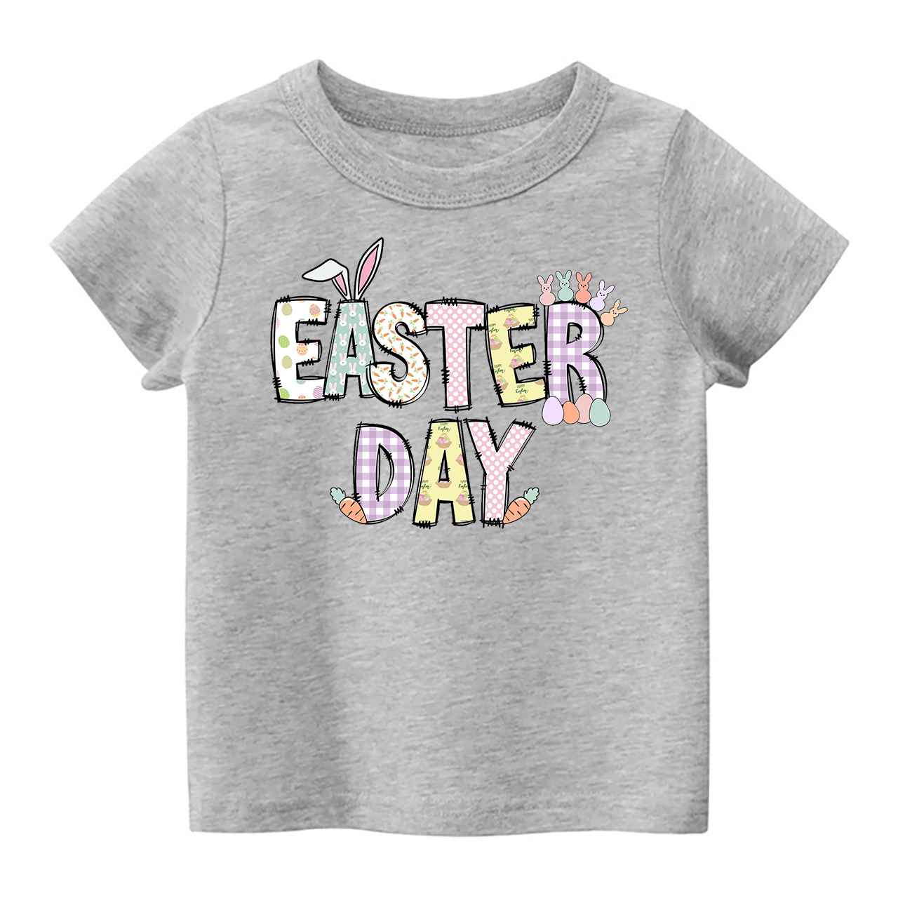 Personalized  Alphabet Bunny Easter Eggs T-Shirt For Kids