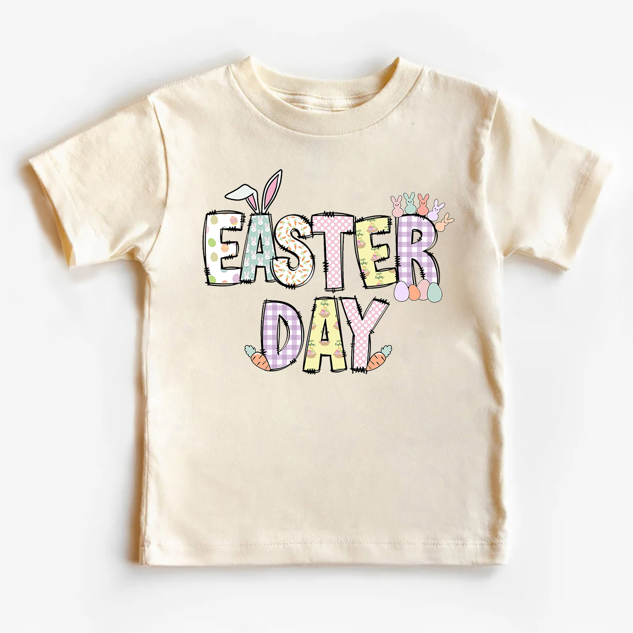 Personalized  Alphabet Bunny Easter Eggs T-Shirt For Kids
