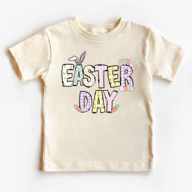 Personalized  Alphabet Bunny Easter Eggs T-Shirt For Kids