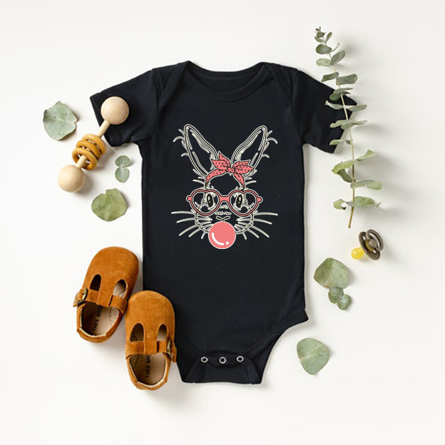 Glasses Bunny Easter Baby Bodysuit