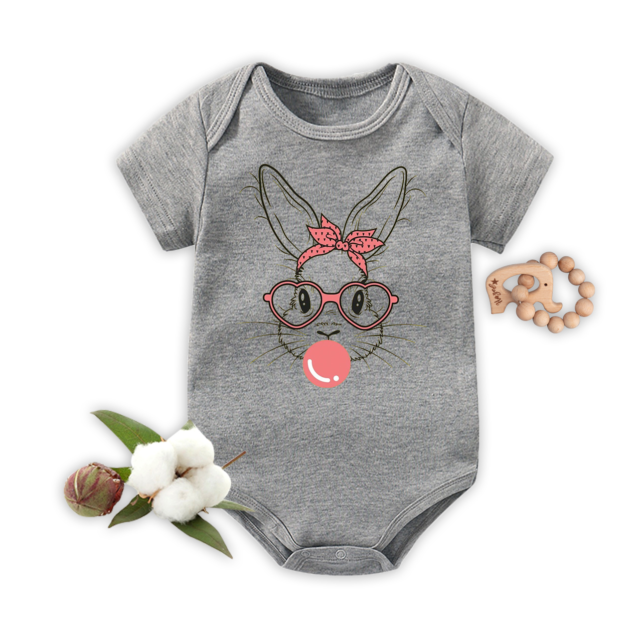 Glasses Bunny Easter Baby Bodysuit