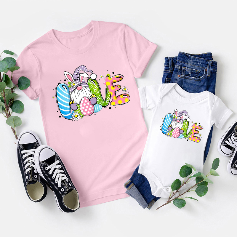 Love Gnome Easter Siblings Family Matching Shirt