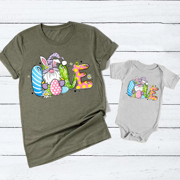 Love Gnome Easter Siblings Family Matching Shirt