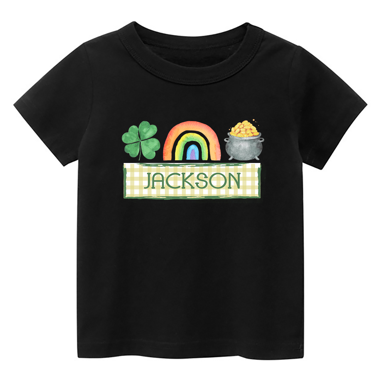 Personalized Clover Rainbow Heat Press St. Patrick's Day Shirt For Kids