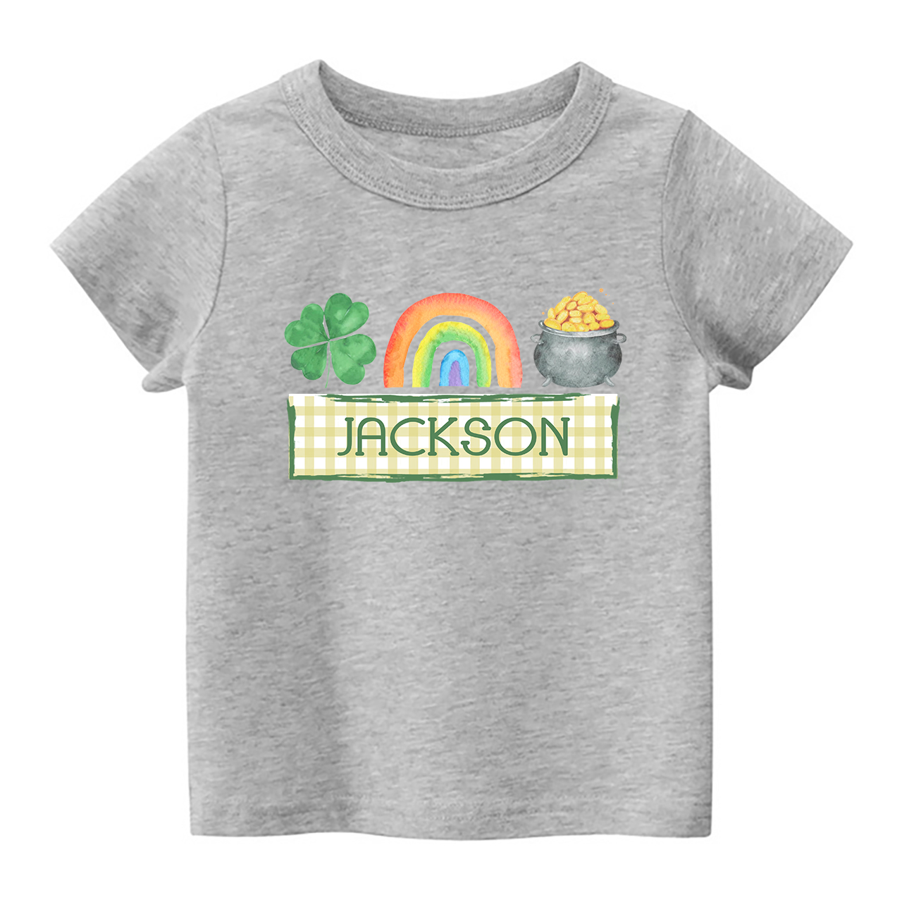 Personalized Clover Rainbow Heat Press St. Patrick's Day Shirt For Kids