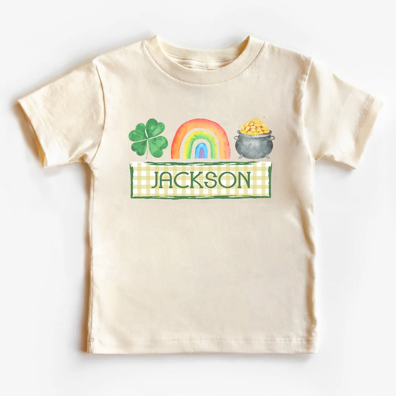 Personalized Clover Rainbow Heat Press St. Patrick's Day Shirt For Kids