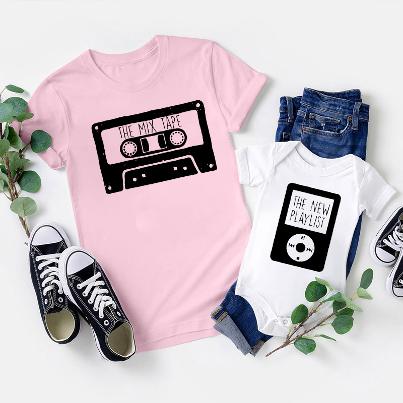 Mix Tape And New Playlist Dark Dad&Me Matching Shirts