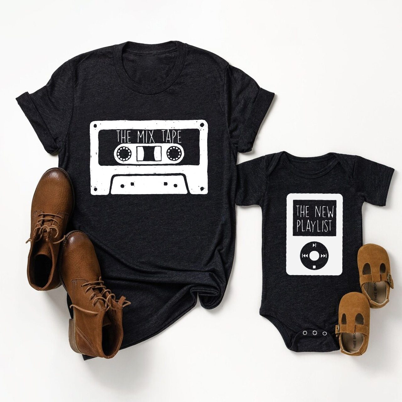 Mix Tape And New Playlist Dark Dad&Me Matching Shirts