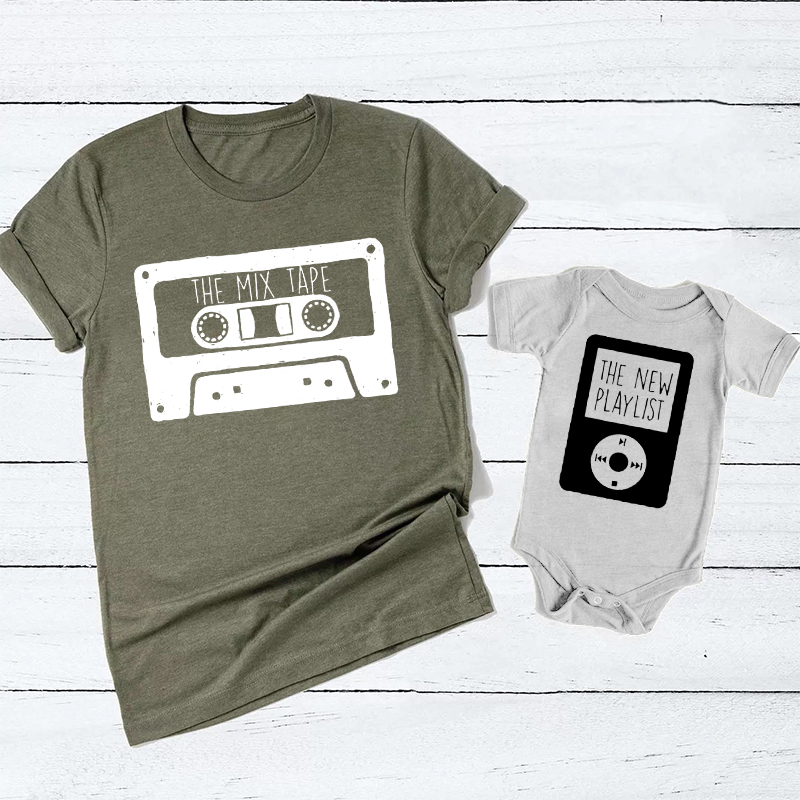 Mix Tape And New Playlist Dark Dad&Me Matching Shirts