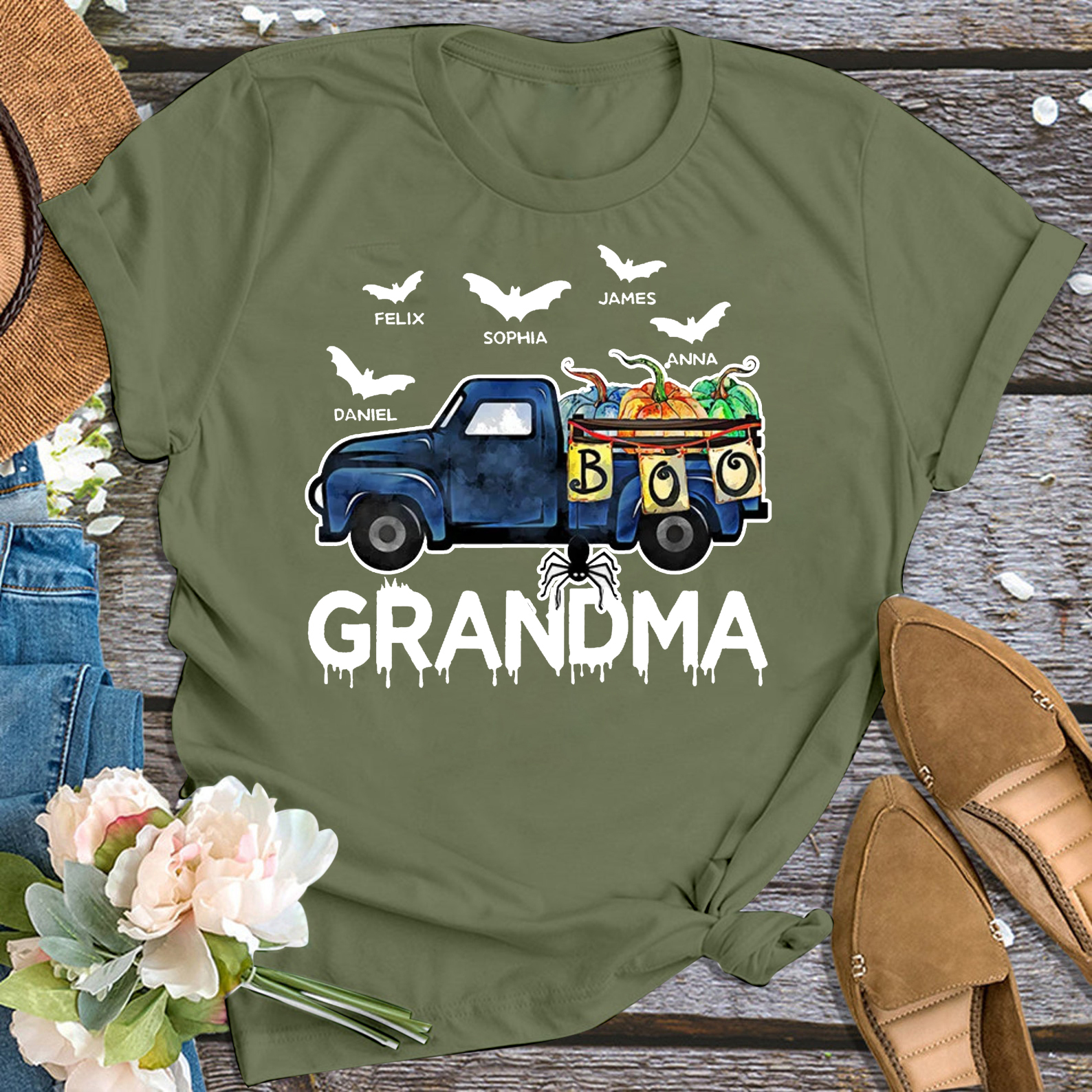 Boo Car Thanksgiving Personalized Grandma Shirt 
