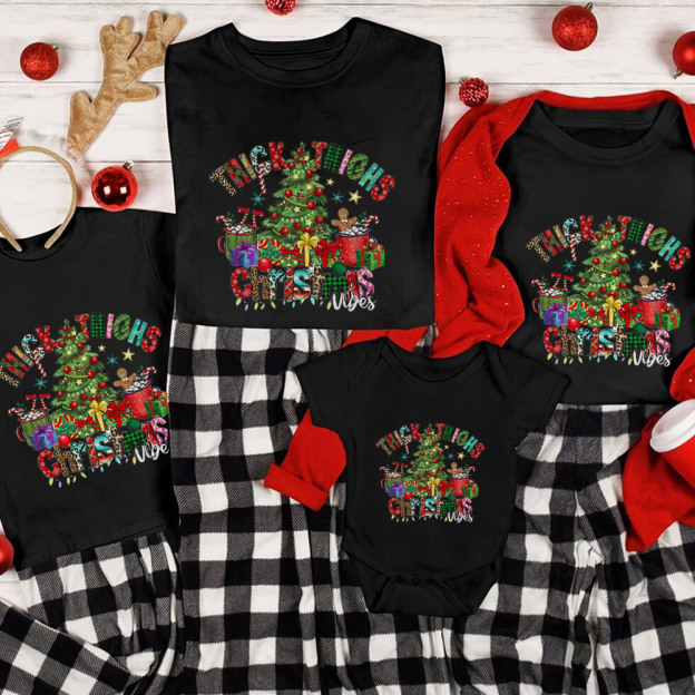 Thick Thighs Christmas Vibes Family Matching Shirt