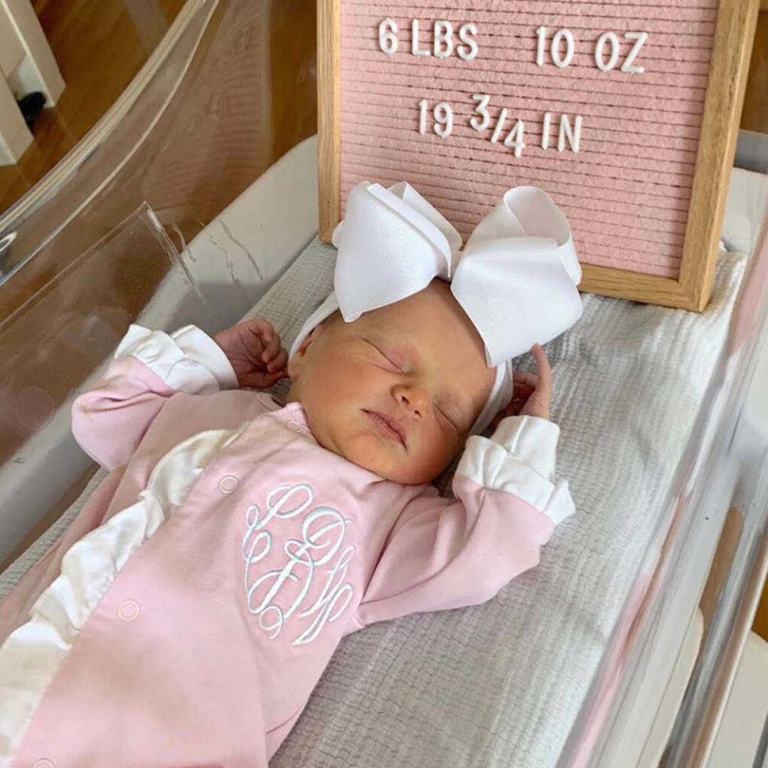 Personalized Monogrammed Baby Girl Coming Home Outfit Pink 2 Piece Sets SaleBeepumpkin™