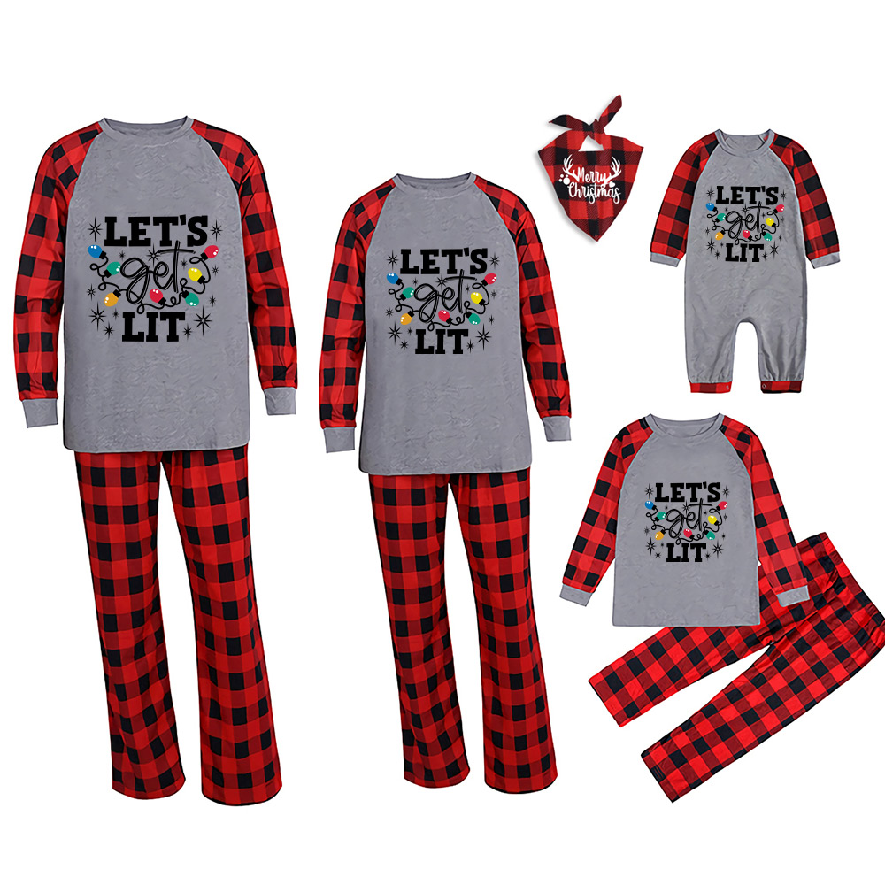 Let's Get Lit Christmas Family Matching Pajamas