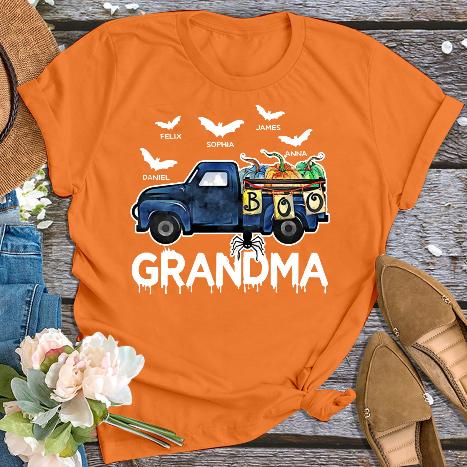 Boo Car Thanksgiving Personalized Grandma Shirt 