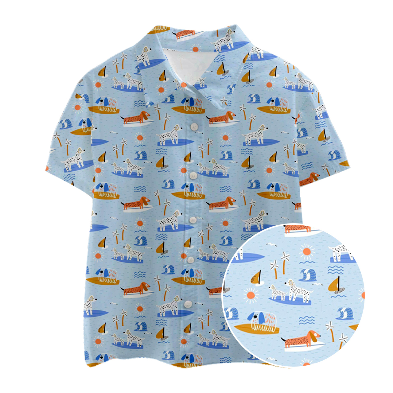 Ocean Dogs Kids Button Shirt