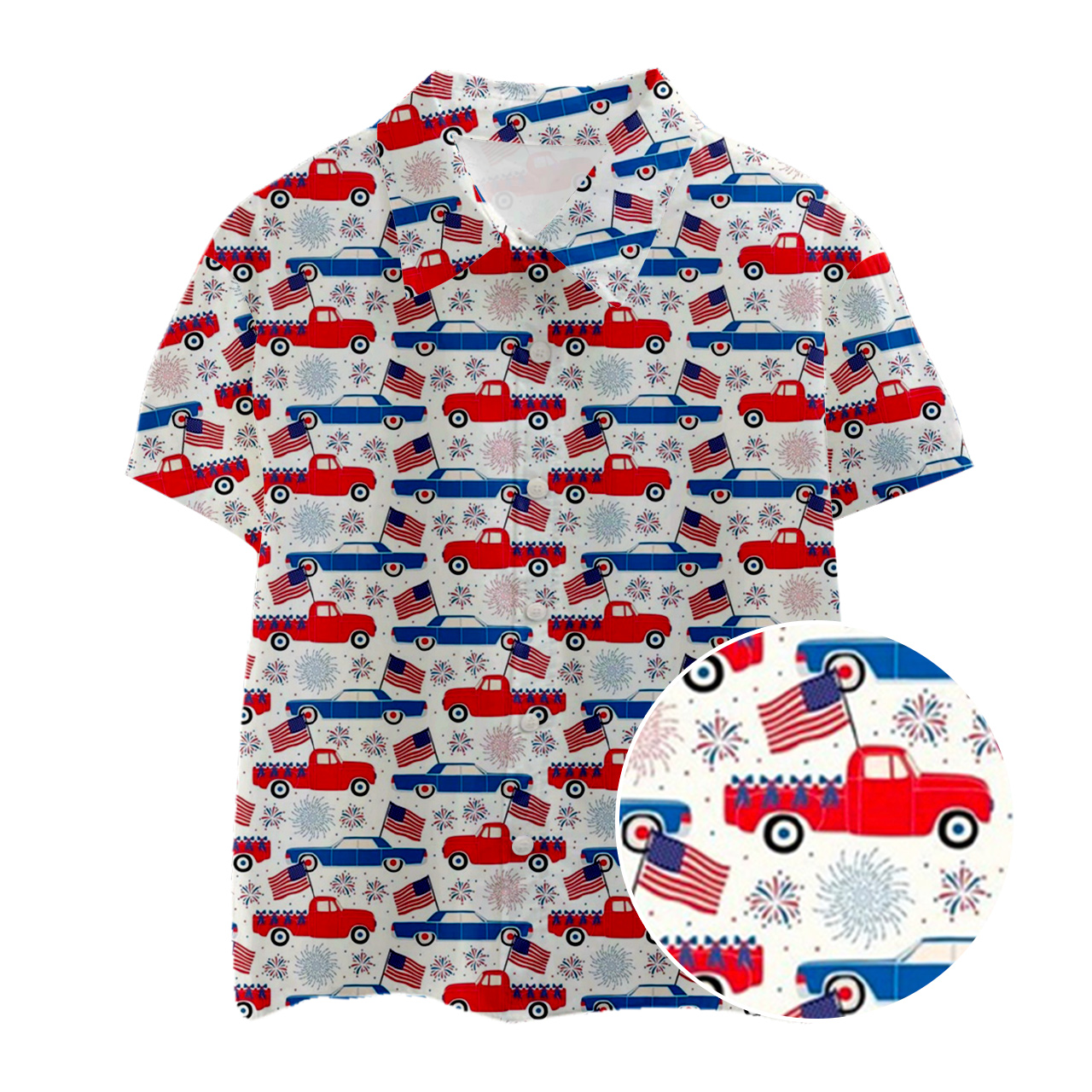 4th Of July Parade Kids Button Shirt