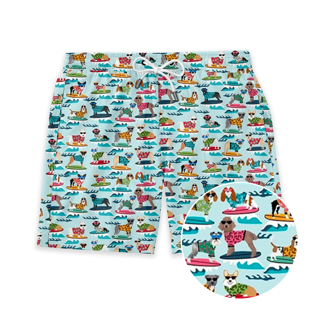 Cool Surfing Dogs Kids Shorts