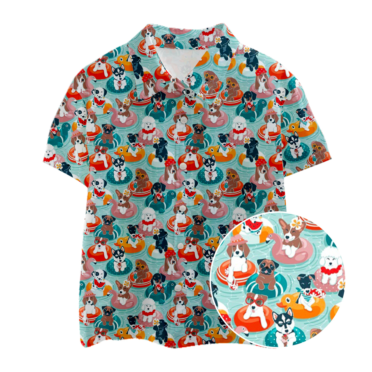 Swimming Pool Party Kids Button Shirt