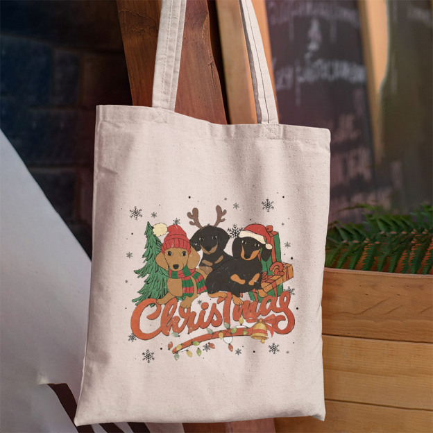 Three Dogs Christmas Tote Bag